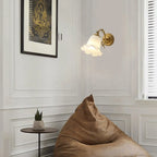 Mini White Wall Sconce with Glass Shade for Living Room