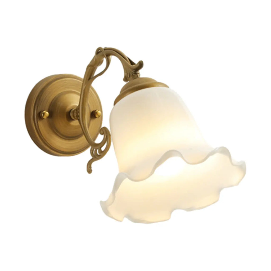 Mini White Wall Sconce with Glass Shade for Living Room