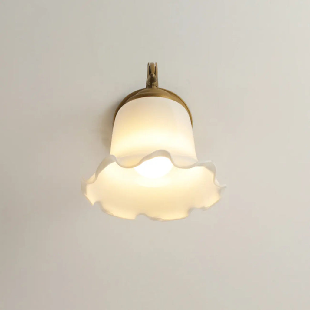 Mini White Wall Sconce with Glass Shade for Living Room
