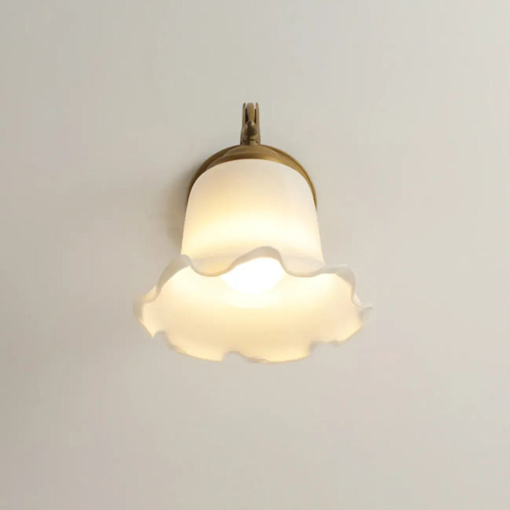 Mini White Wall Sconce with Glass Shade for Living Room