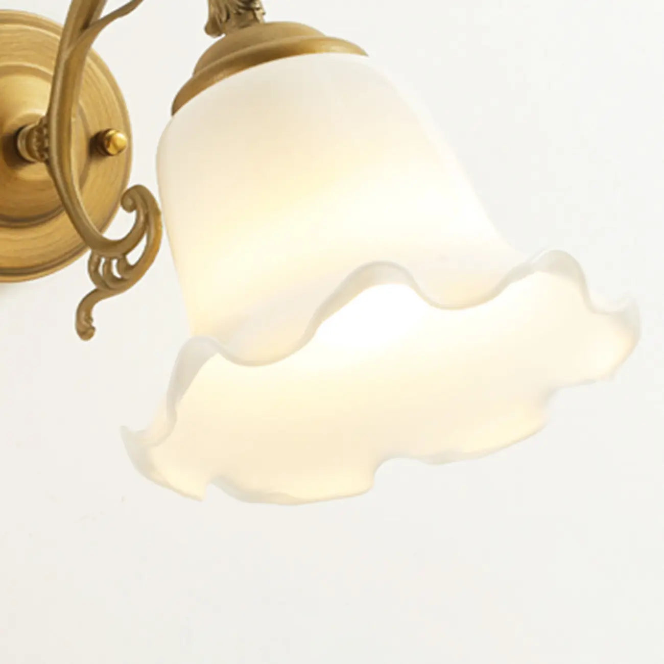 Mini White Wall Sconce with Glass Shade for Living Room