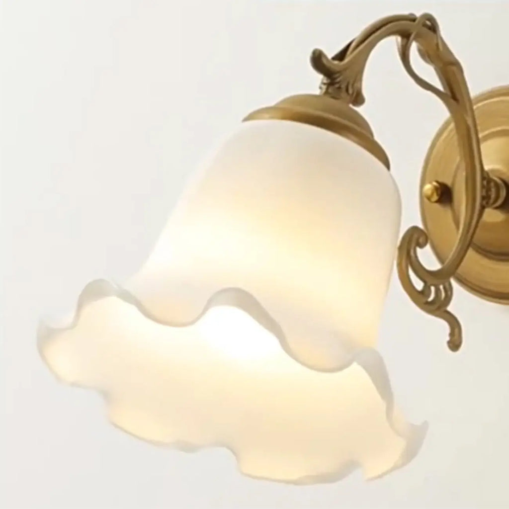 Mini White Wall Sconce with Glass Shade for Living Room