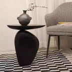 Modern Black End Side Table with Steel Base