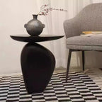 Modern Black End Side Table with Steel Base