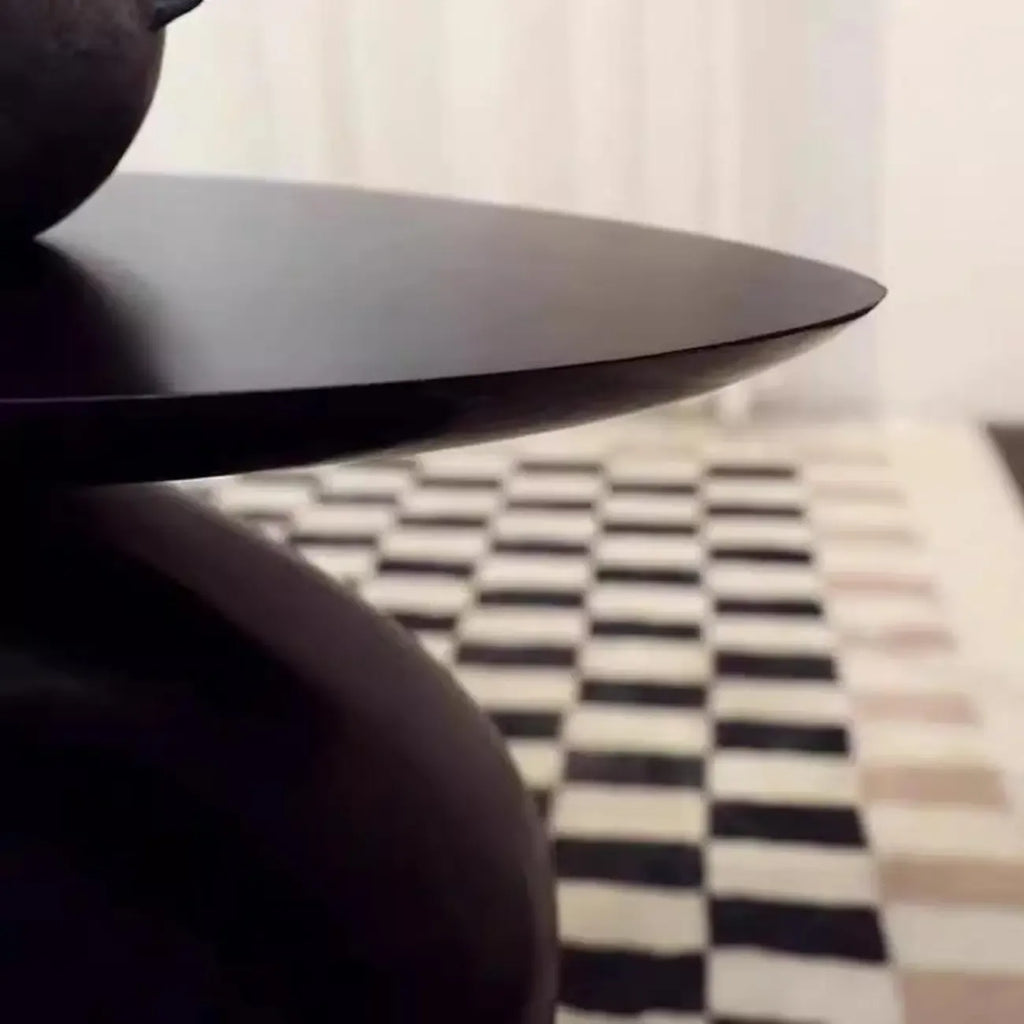 Modern Black End Side Table with Steel Base