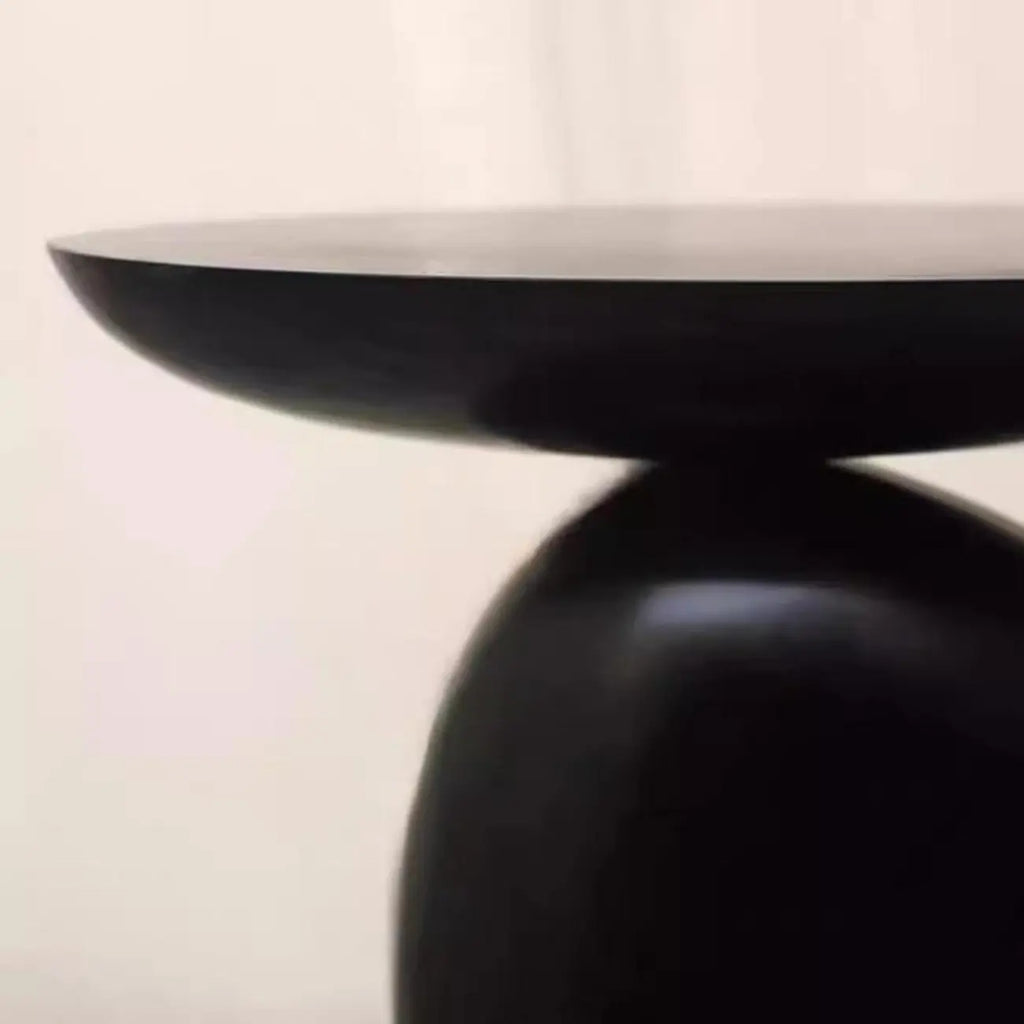 Modern Black End Side Table with Steel Base