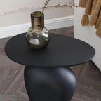 Modern Black End Side Table with Steel Base
