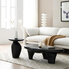 Modern Black End Side Table with Steel Base