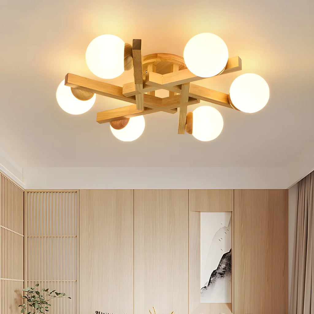 Globe White LED Semi Flush Ceiling Light for Living Room