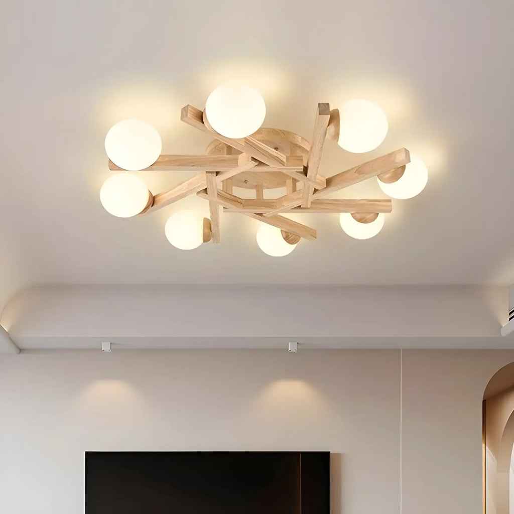 Globe White LED Semi Flush Ceiling Light for Living Room
