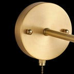 Wooden Drum-Shape Wall Sconce with Pull Chain for Bedroom