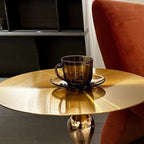 Glam Gold Stone Round Side Table for Living Room