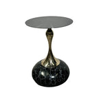 Glam Gold Stone Round Side Table for Living Room