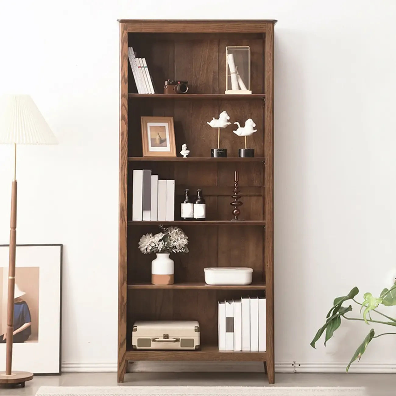 Elegant Simple Brown Oak Open Display Storage Chests