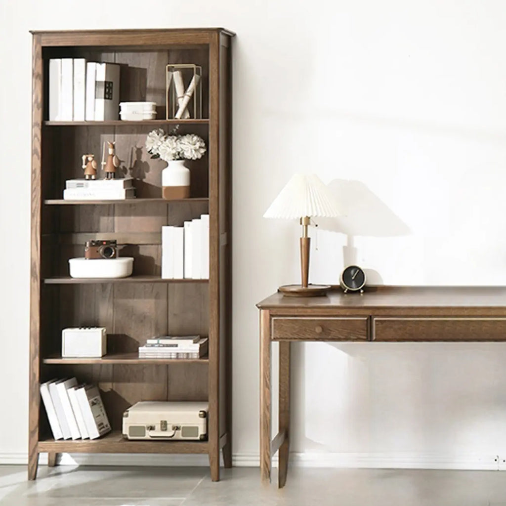Elegant Simple Brown Oak Open Display Storage Chests