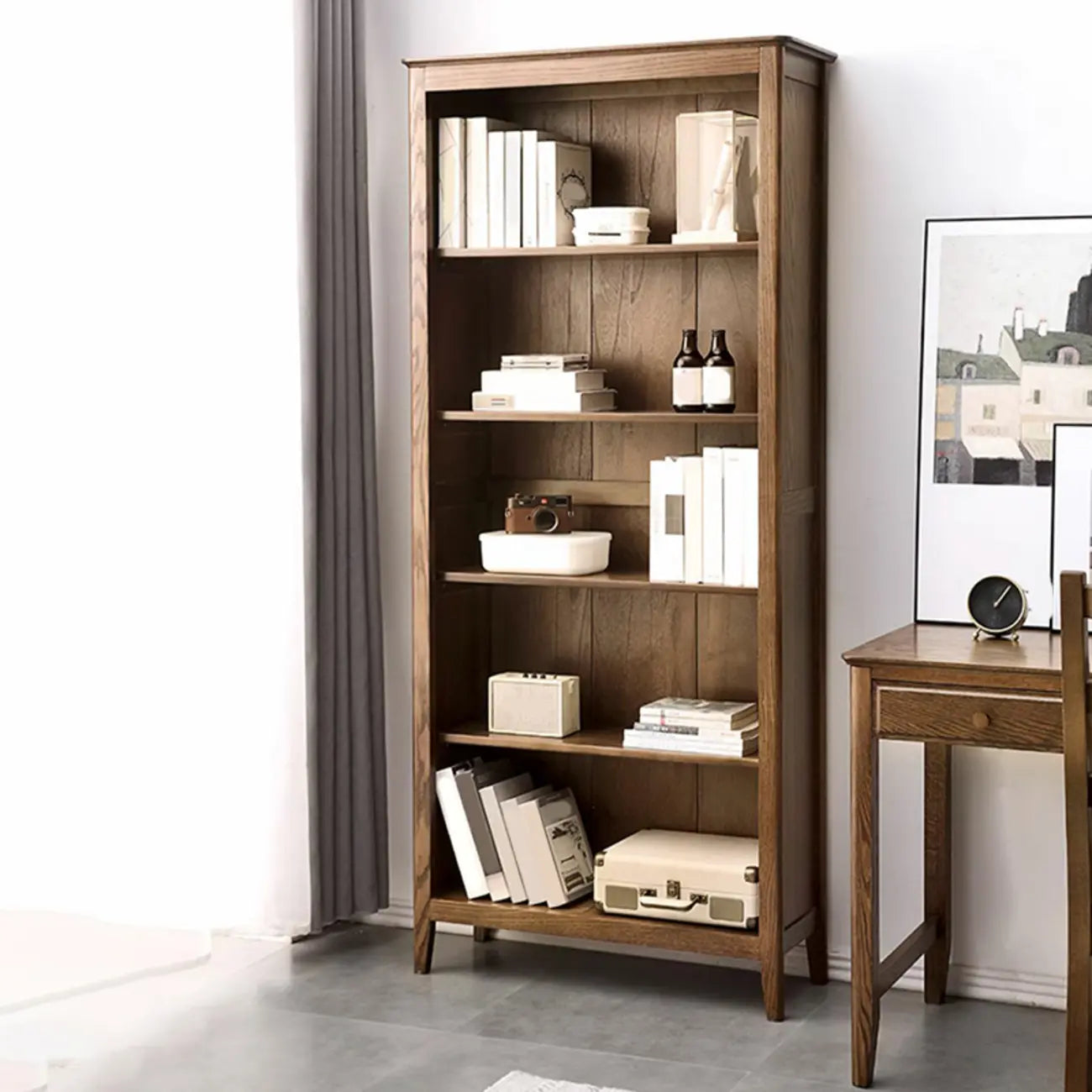 Elegant Simple Brown Oak Open Display Storage Chests