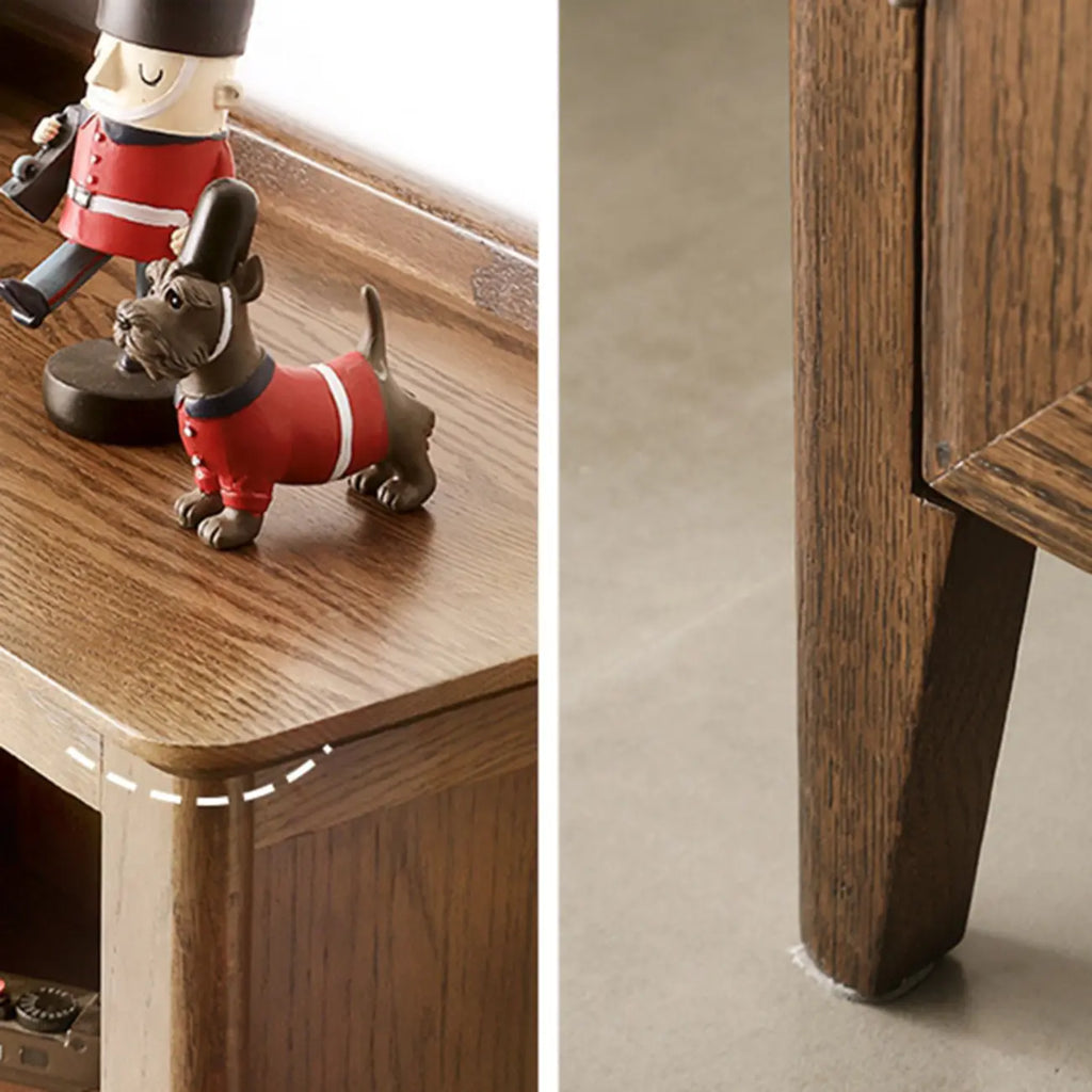 Elegant Simple Brown Oak Open Display Storage Chests