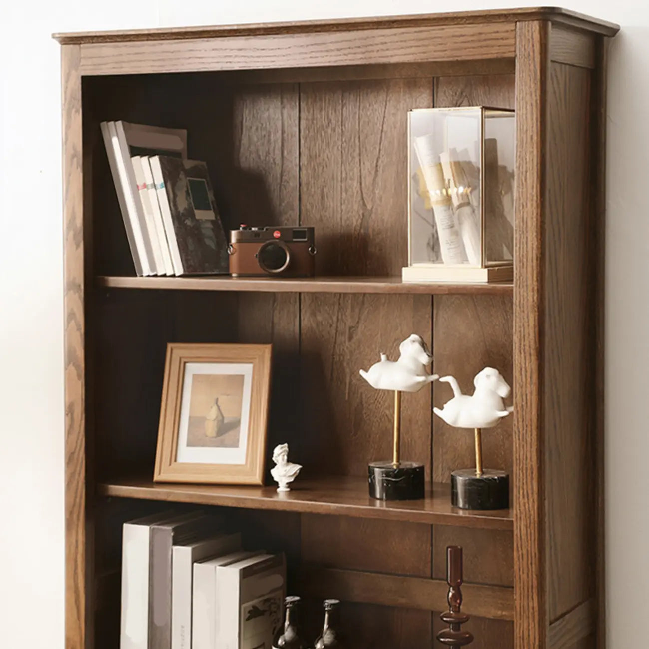 Elegant Simple Brown Oak Open Display Storage Chests