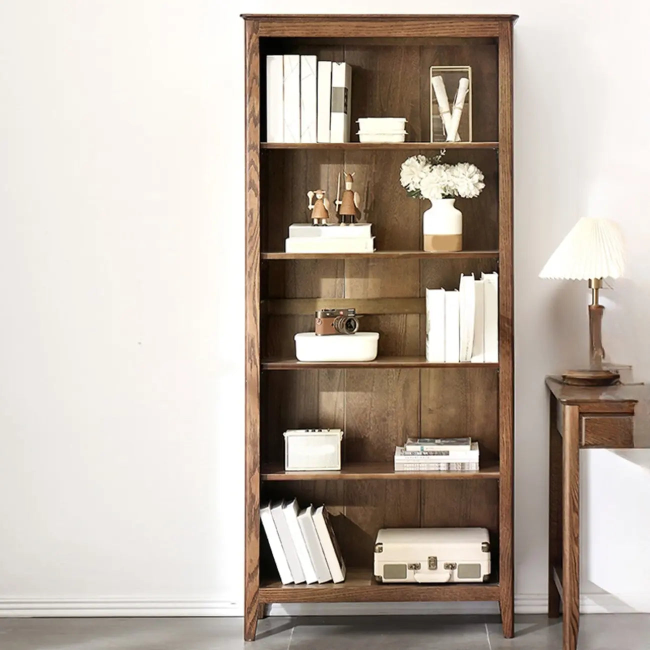 Elegant Simple Brown Oak Open Display Storage Chests
