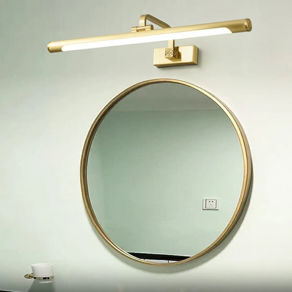 Minimalist Tubular Vanity Light with Adjustable Gold Arm
