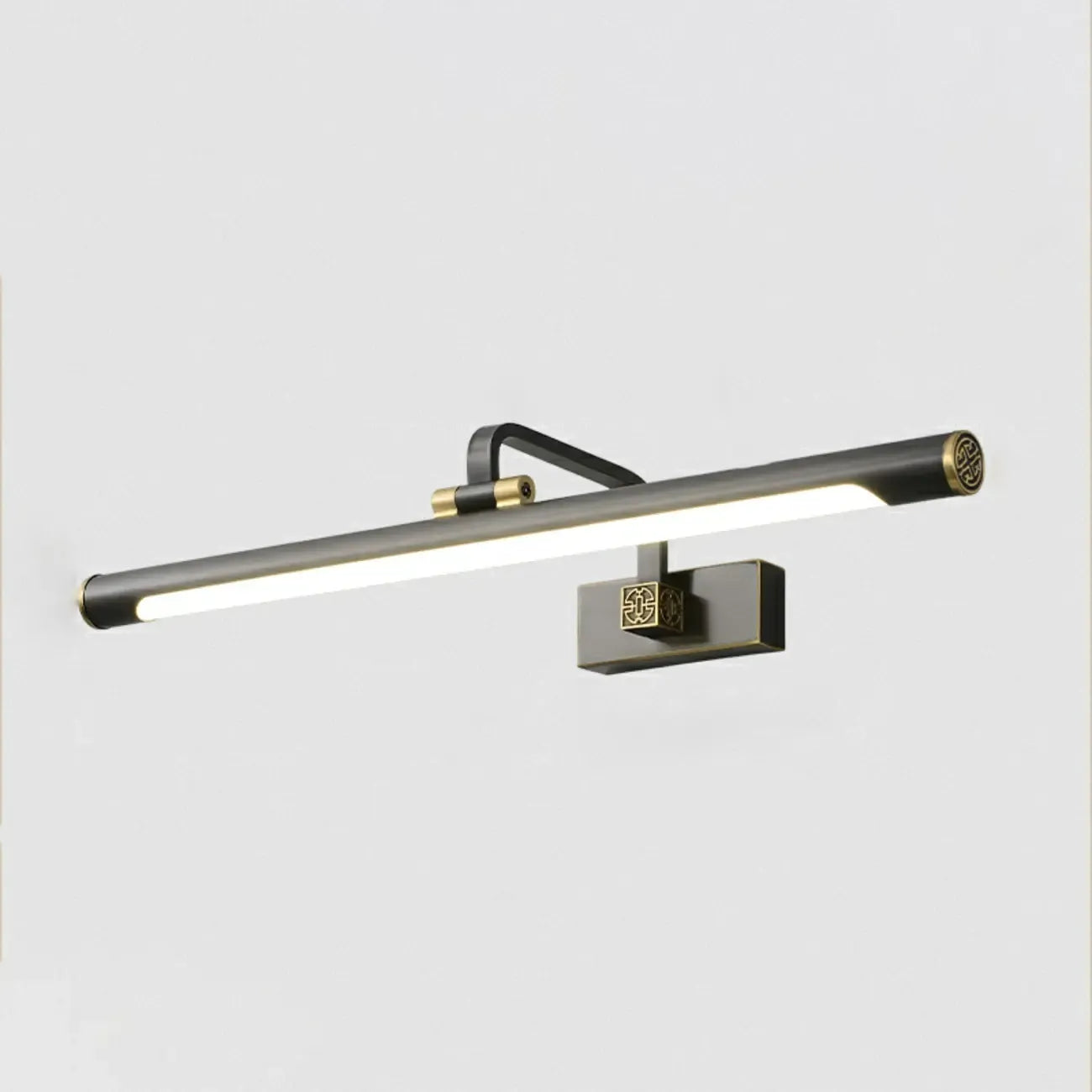 Minimalist Tubular Vanity Light with Adjustable Gold Arm