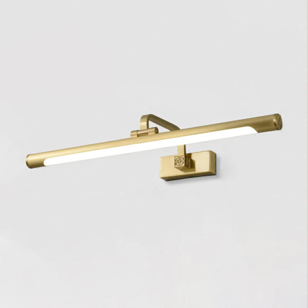 Minimalist Tubular Vanity Light with Adjustable Gold Arm