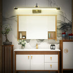 Minimalist Tubular Vanity Light with Adjustable Gold Arm
