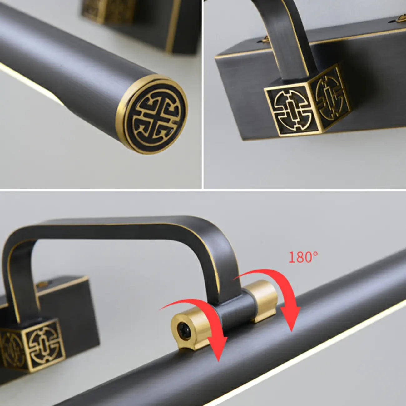 Minimalist Tubular Vanity Light with Adjustable Gold Arm