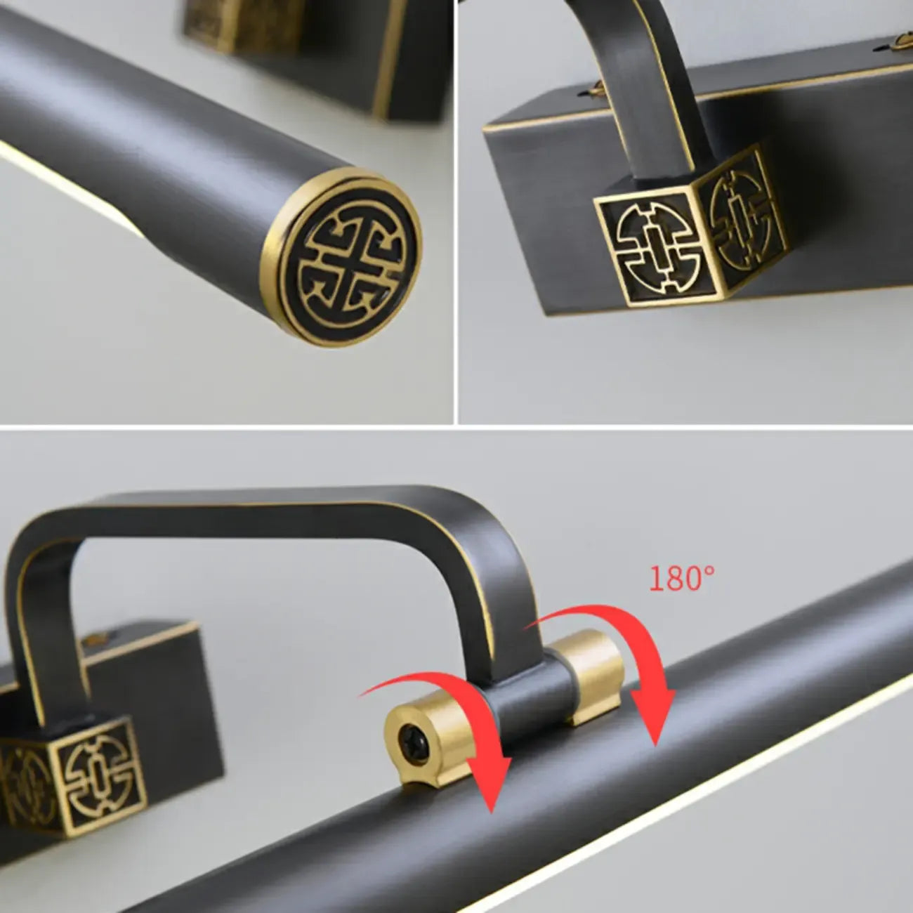 Minimalist Tubular Vanity Light with Adjustable Gold Arm