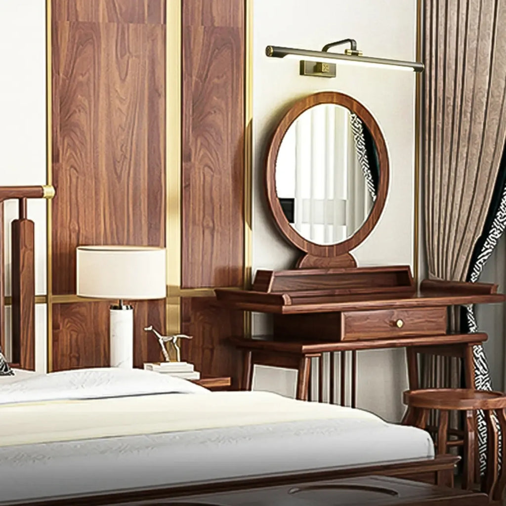 Minimalist Tubular Vanity Light with Adjustable Gold Arm