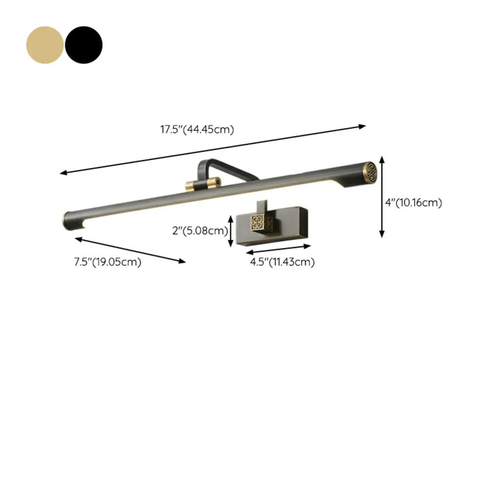 Minimalist Tubular Vanity Light with Adjustable Gold Arm