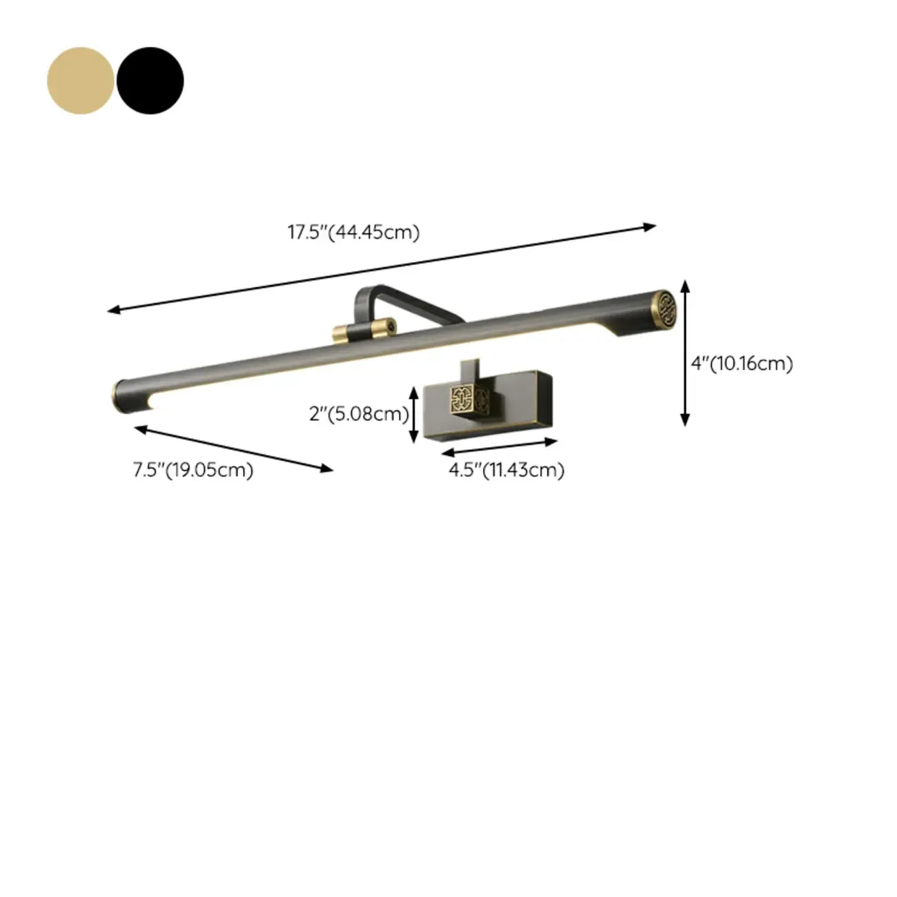 Minimalist Tubular Vanity Light with Adjustable Gold Arm