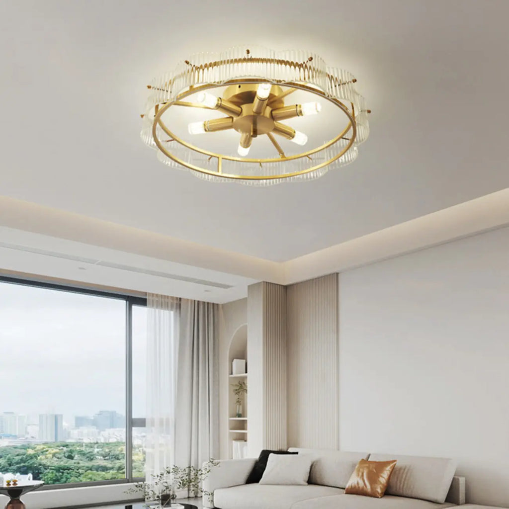Semi Flush LED Ceiling Light with Clear Shade for Living Room