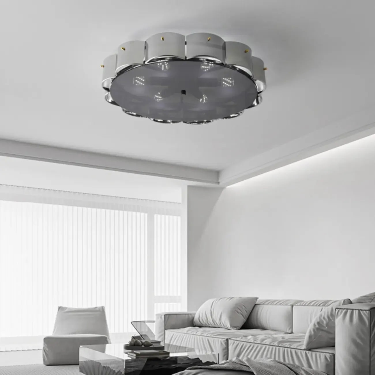 Semi Flush LED Ceiling Light with Clear Shade for Living Room