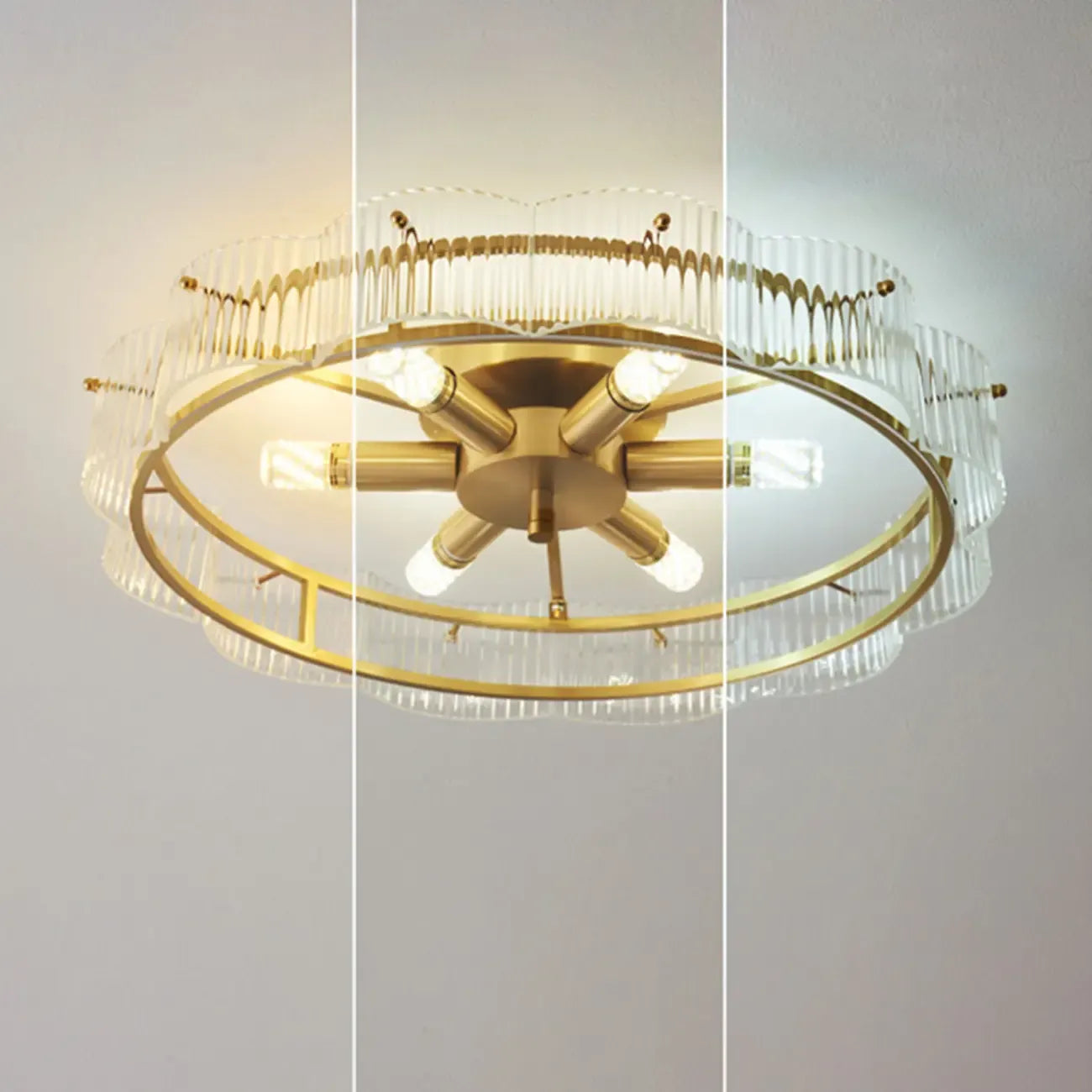 Semi Flush LED Ceiling Light with Clear Shade for Living Room
