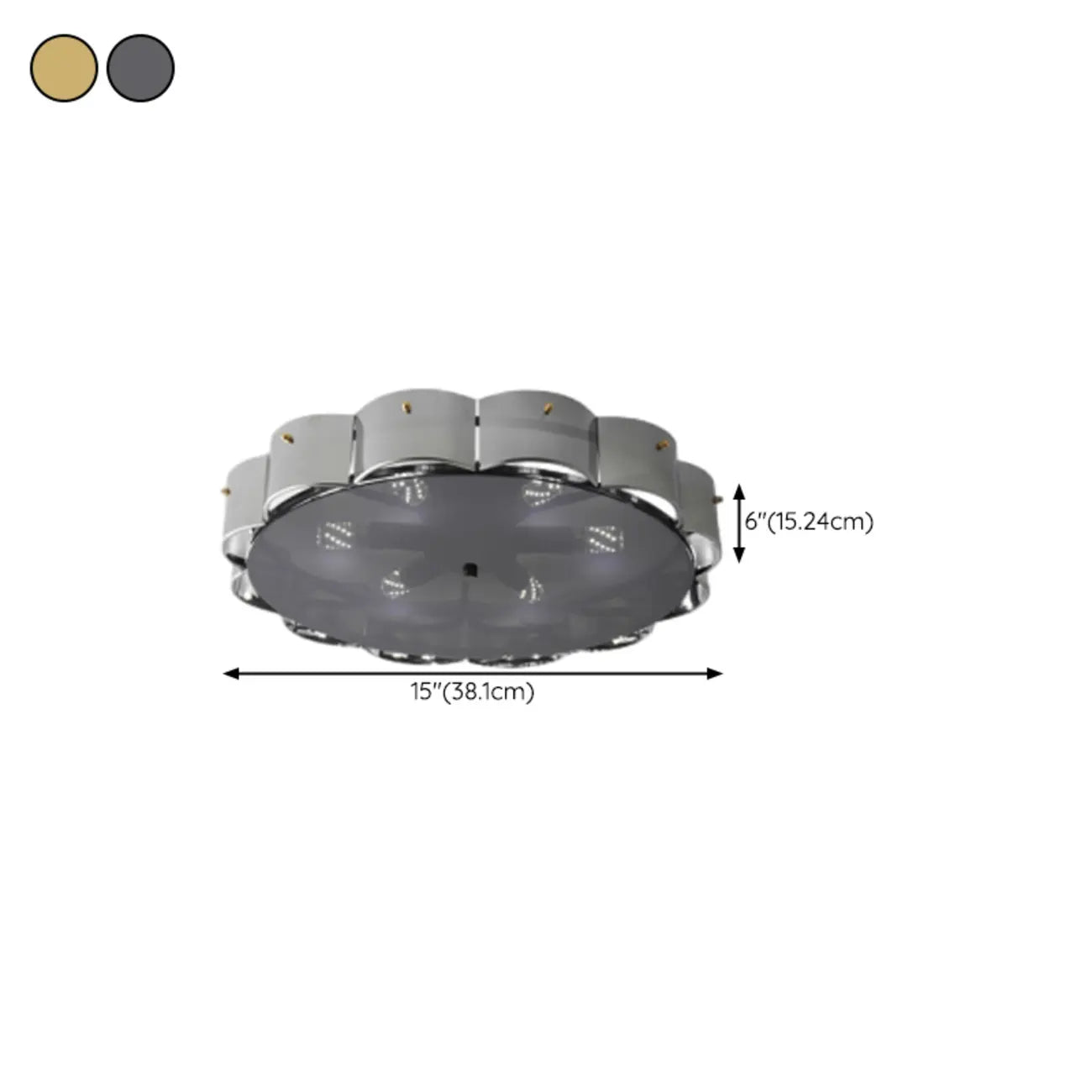 Semi Flush LED Ceiling Light with Clear Shade for Living Room
