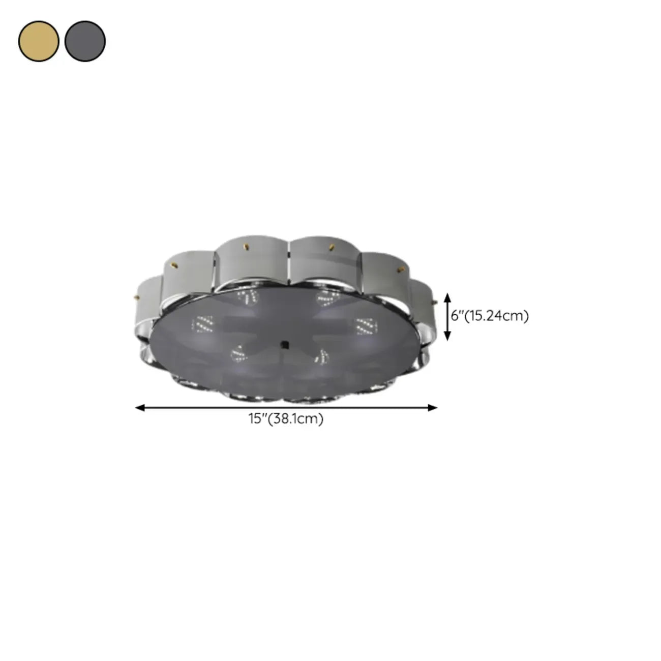 Semi Flush LED Ceiling Light with Clear Shade for Living Room