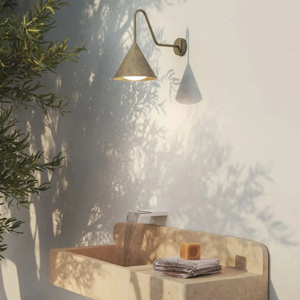 Minimalist Black Metal Cone Outdoor LEED Wall Sconce