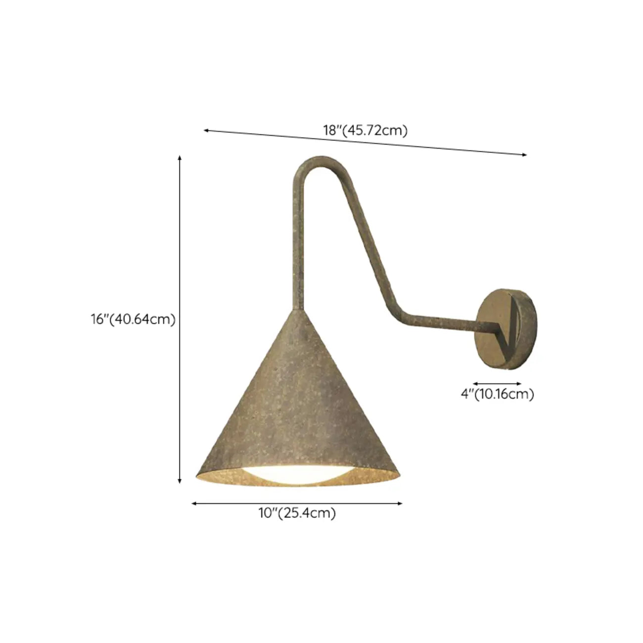 Minimalist Black Metal Cone Outdoor LEED Wall Sconce