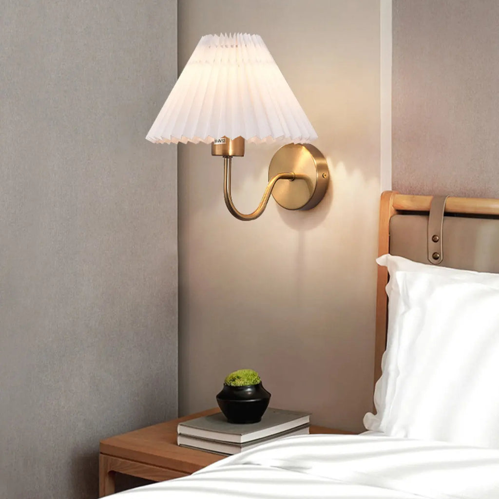 Modern Wall Sconce with Fabric Shade for Bedside Lighting