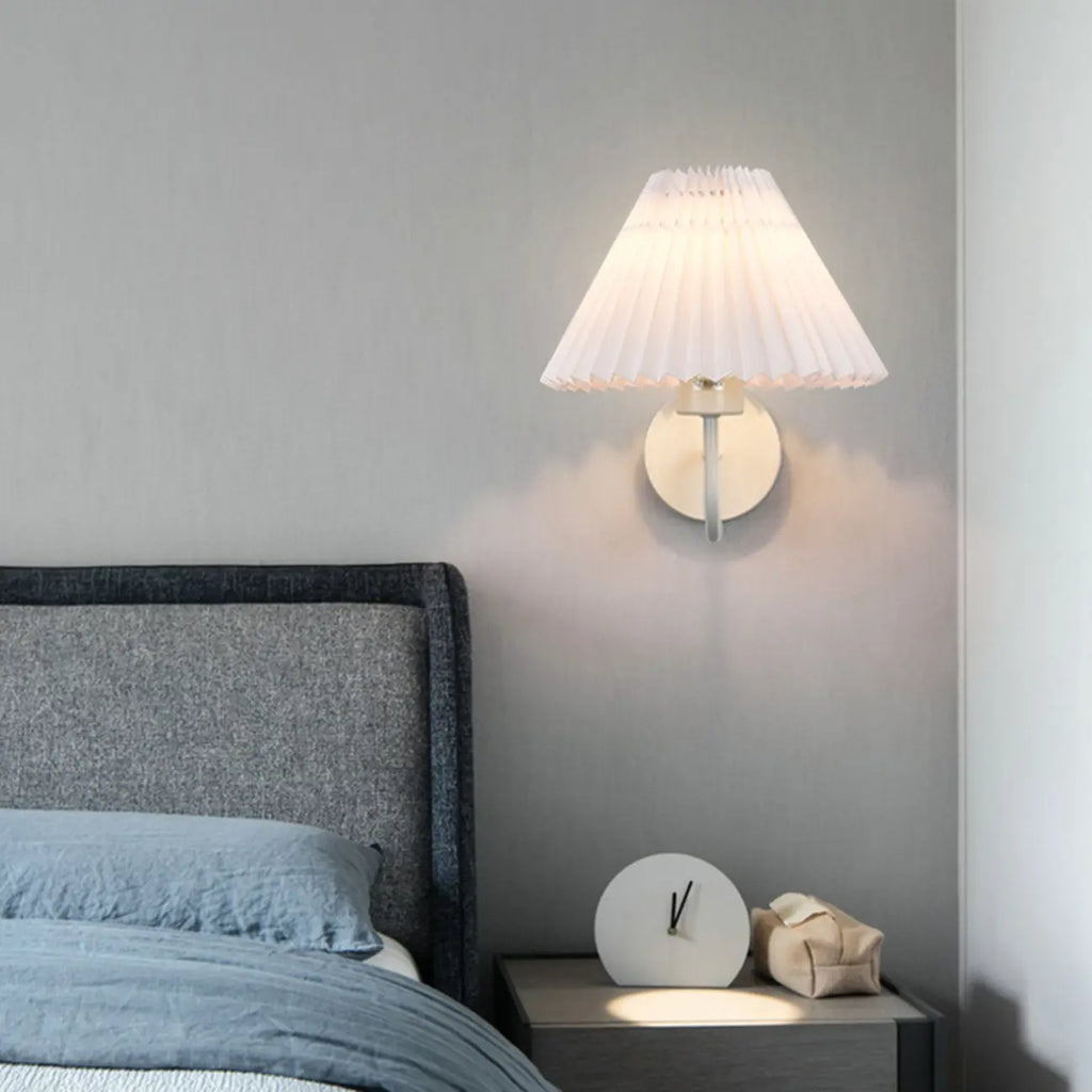 Modern Wall Sconce with Fabric Shade for Bedside Lighting