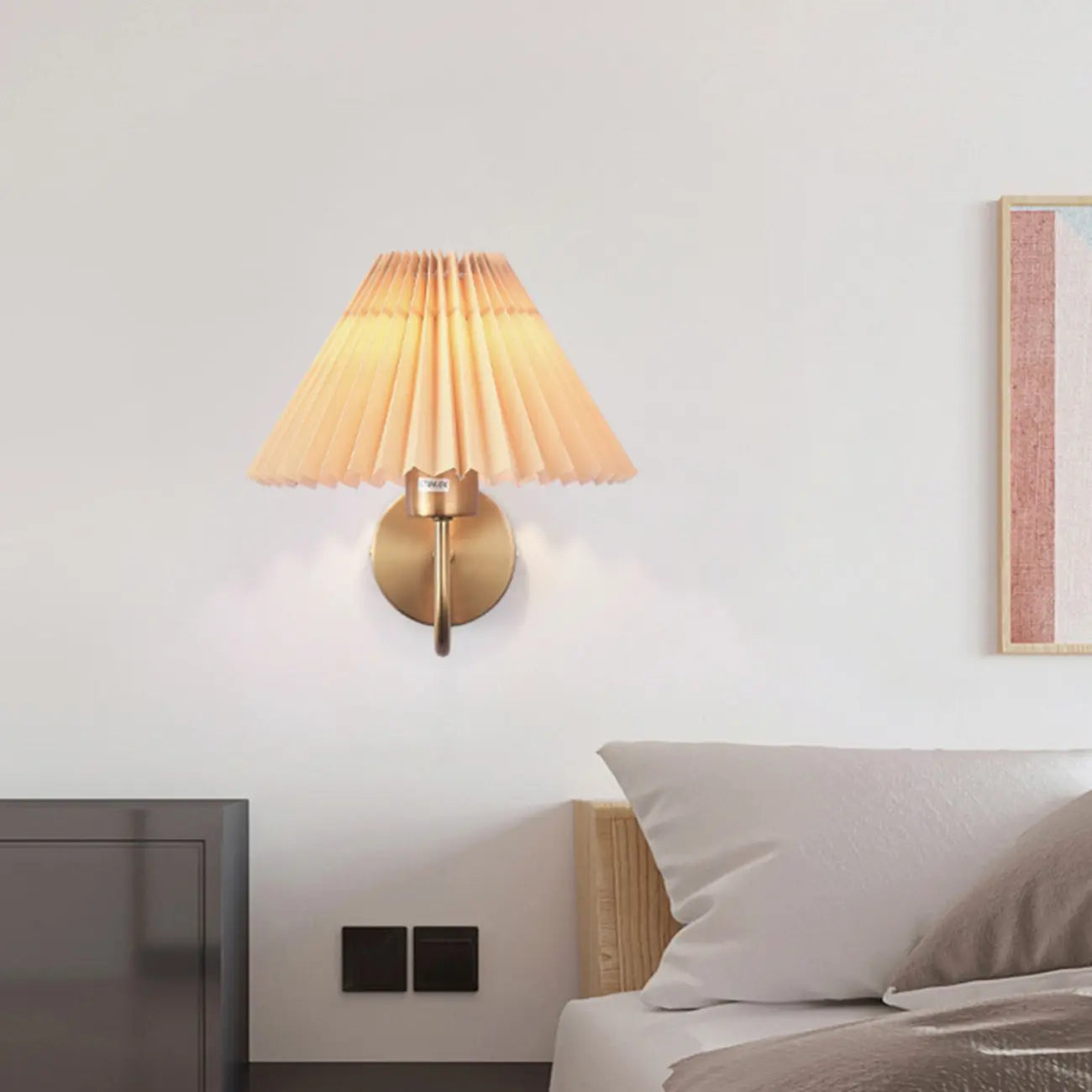 Modern Wall Sconce with Fabric Shade for Bedside Lighting