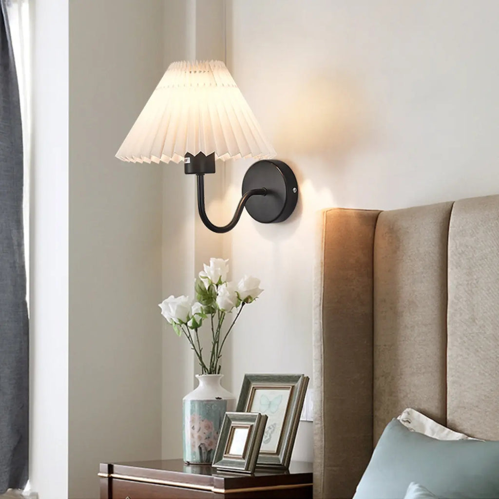 Modern Wall Sconce with Fabric Shade for Bedside Lighting