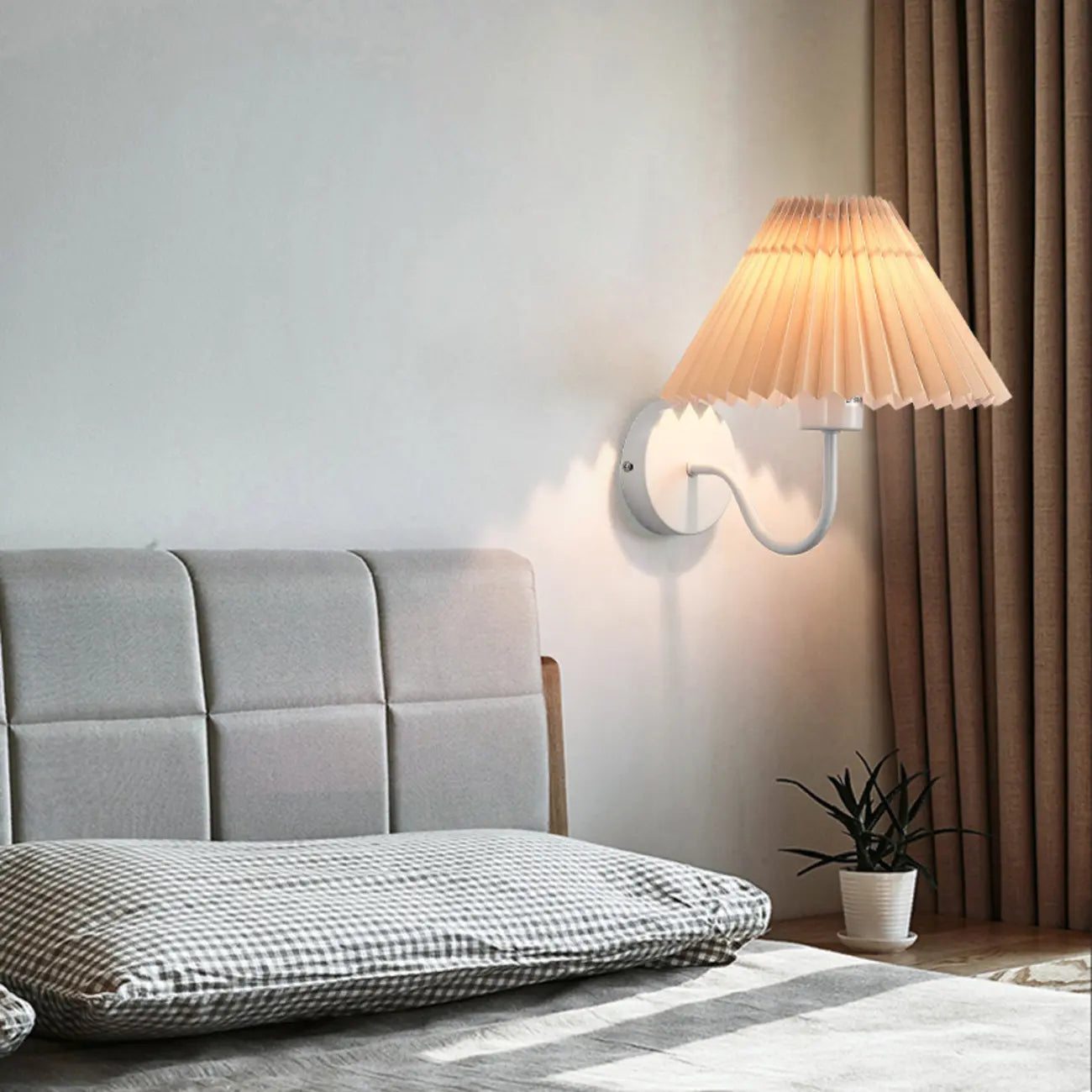 Modern Wall Sconce with Fabric Shade for Bedside Lighting