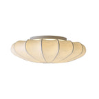 Floral Semi Flush Ceiling Light with Silk Shade for Living Room