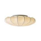 Floral Semi Flush Ceiling Light with Silk Shade for Living Room
