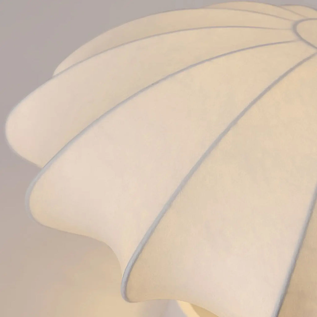 Floral Semi Flush Ceiling Light with Silk Shade for Living Room