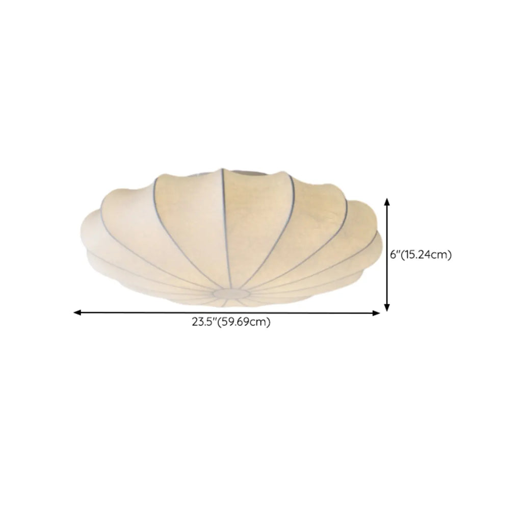 Floral Semi Flush Ceiling Light with Silk Shade for Living Room