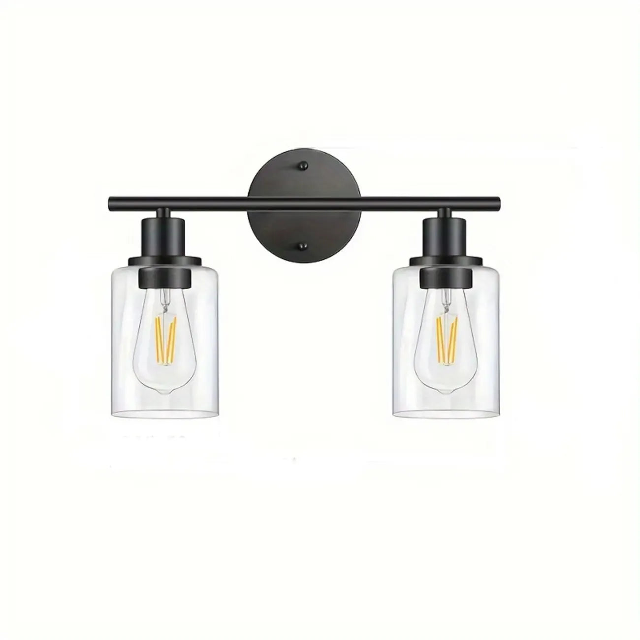 Industrial Metal Vanity Light with Glass Shade for Bedroom