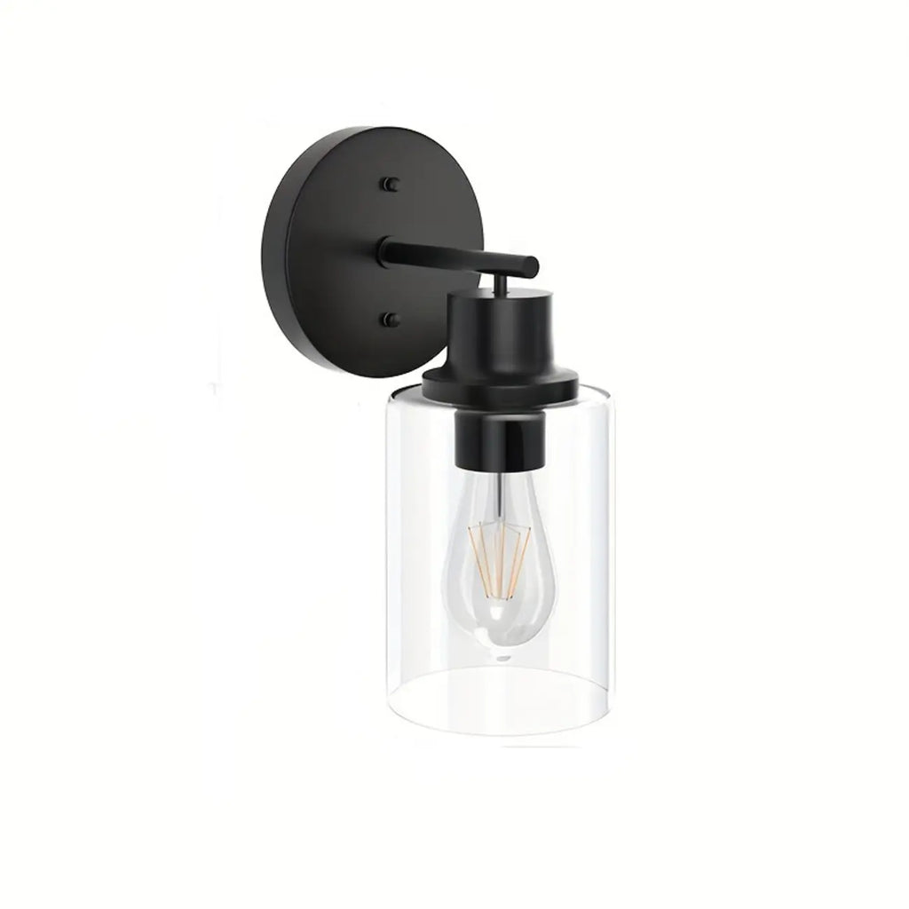 Industrial Metal Vanity Light with Glass Shade for Bedroom